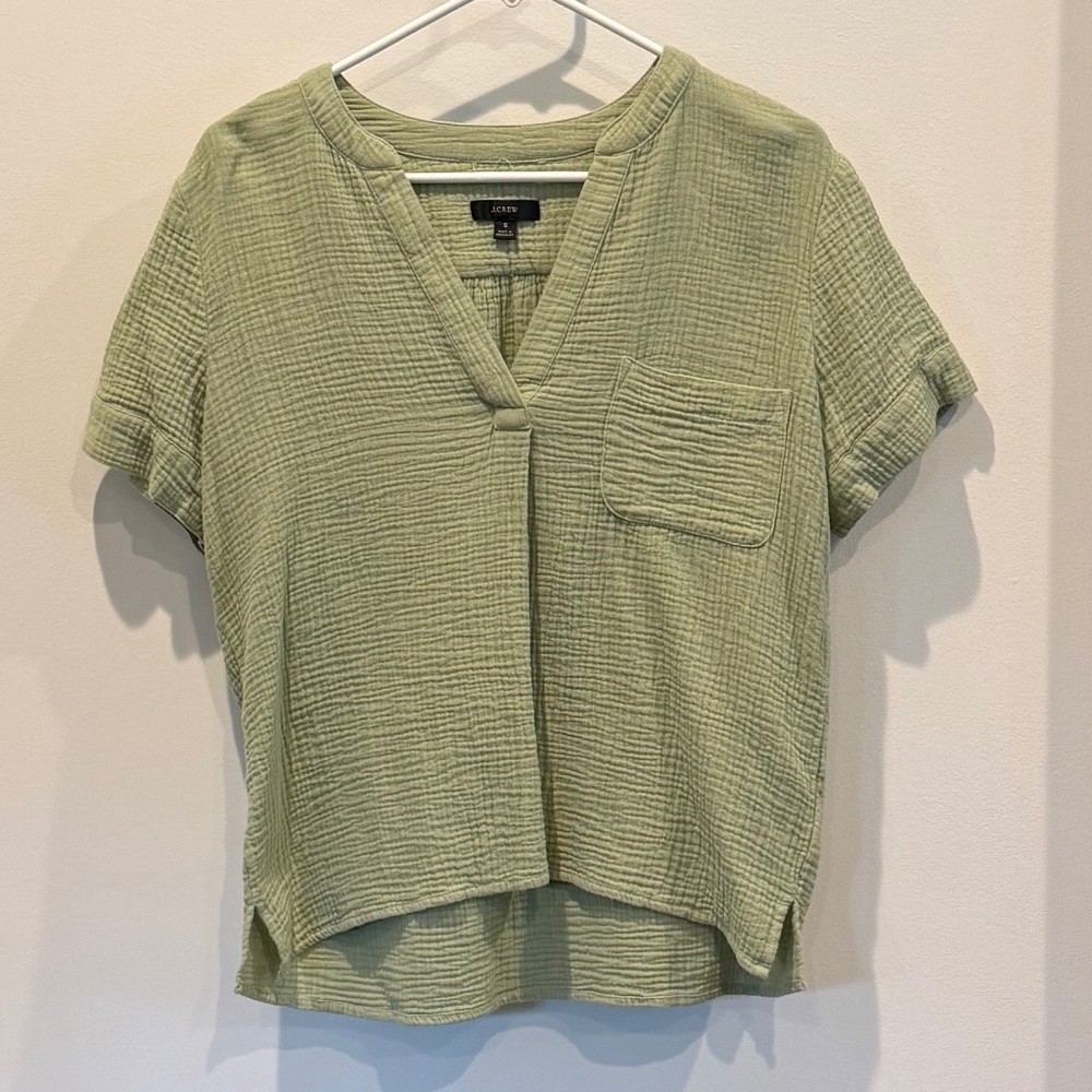 Jcrew light light green gauze shirt